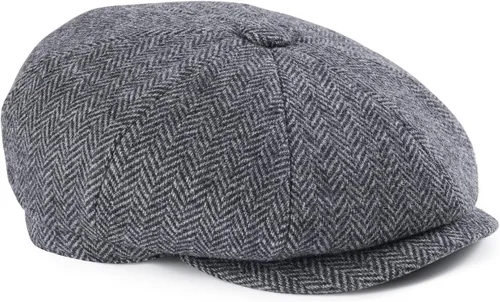 Vista 10 de FEINION Gorra de lana para hombre, 8 paneles, Ivy Tweed Cabbie, sombrero plano, Baker Boy