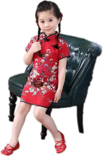Vista 8 de Vestido de bebé para niñas, de Año Nuevo, Qipao, vintage, china, cheongsam, disfraz de princesa, ropa de algodón