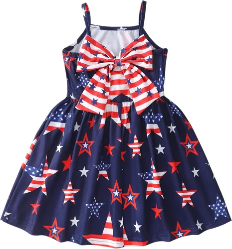 Vista 19 de Vestido de verano para niños pequeños, con tirantes delgados, sin espalda, con lazo, para cumpleaños, playa, vestido de playa A-Butterfly