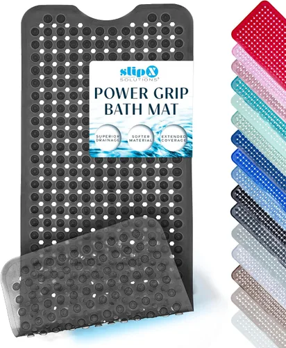 Vista 15 de SlipX Solutions - Tapete extralargo y de fuerte agarre para tina y ducha, para adultos mayores y niños, 39x16 pulgadas, antideslizante, agujeros
