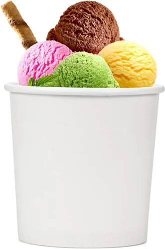 Vista 2 de Hedume Paquete de 60 vasos de papel para helado con 60 tapas, recipientes de postre congelado de 16 onzas con tapas, recipiente de alimentos fríos