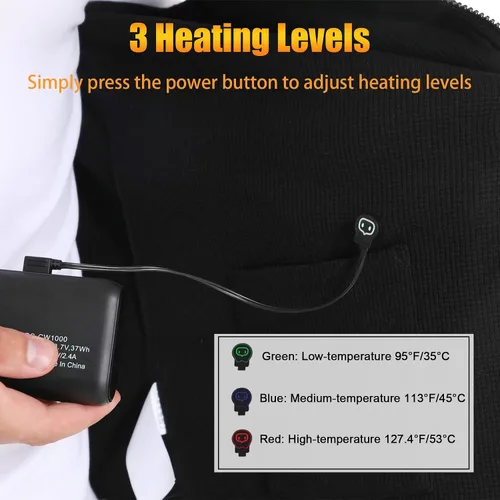 Vista 3 de LISAJOEJ Chaleco de forro polar térmico para hombre con batería recargable incluida ropa calefactada para caza motocicleta golf