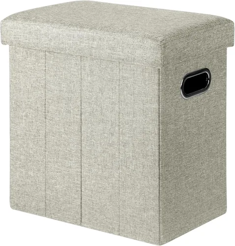 Vista 9 de COSYLAND Otomana con almacenamiento plegable de tela, reposapiés otomano para habitación, muebles plegables pequeños y altos con asas de tapa, 16.5