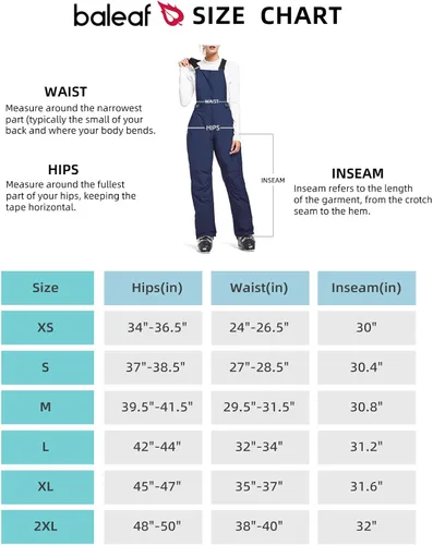 Vista 6 de BALEAF Women's Insulated Waterproof Ski Bib Overalls Snow Windproof Snowboarding Pant