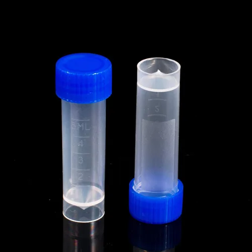 Vista 2 de 50 piezas de 0.2 fl oz de plástico graduado vial muestra botella contenedor contenedor tubos con tapas de rosca Botellas vacías de almacenamiento