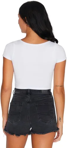 Vista 100 de Lojobands Camiseta corta ajustada para mujer, hecha en Estados Unidos, talla única