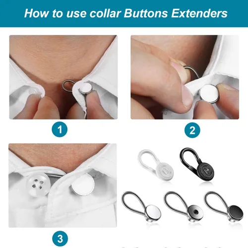 Vista 2 de WILLBOND 24 extensores de cuello para camisas de hombre, botón elástico para alivio del cuello, extensor ajustado para camisas de vestir, pantalones