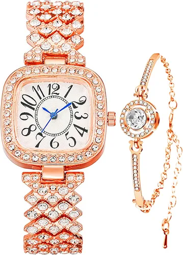 Vista 13 de ADSBIAOYE Reloj cuadrado de diamante vintage de lujo de moda reloj digital de cuarzo para mujer