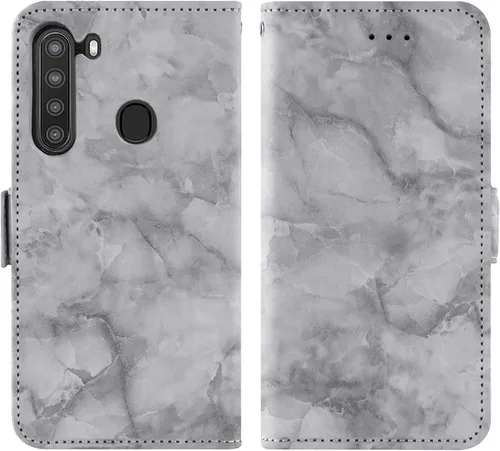 Vista 5 de Asuwish Funda compatible con Samsung Galaxy A21 y protector de pantalla de vidrio templado, accesorios para celulares, ranura para tarjetero