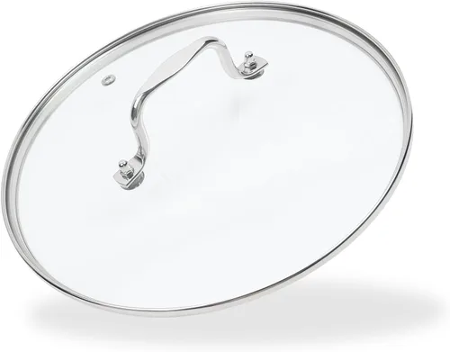 Vista 12 de Tapa de olla de vidrio transparente de 8 pulgadas para funda de repuesto para sartén Con mango de puente de arco de acero inoxidable plateado