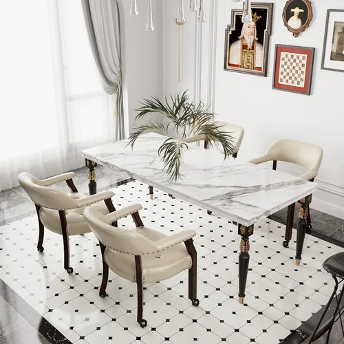 Vista 72 de Juego de 2 sillas de comedor con ruedas, poliuretano gris antiguo Gris (Antique Grey)