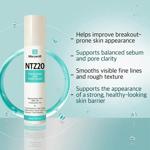 Vista 4 de 20% niacinamida + 2% ácido tranexámico + suero facial PCA de zinc para tonos irregulares, poros y piel propensa a manchas, suero facial hidratante