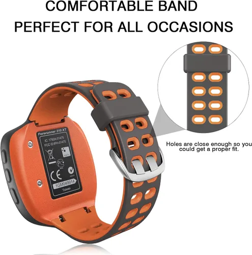 Vista 9 de ANCOOL Correa de reloj compatible con Garmin Forerunner 310XT, correa de reloj de silicona suave de repuesto para reloj inteligente Forerunner Gris
