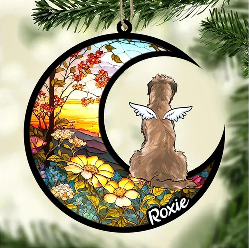 Vista 588 de LOVELYPOD Adorno de Navidad personalizado para perro Basset Hound (marrón) Basset Hound (marrón) adorno para atrapasoles de perro, razas de perros