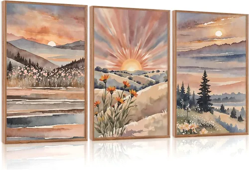 Vista 67 de CHDITB Juego de arte abstracto en lienzo enmarcado moderno para pared, ilustraciones contemporáneas para decoración del hogar, pintura de pared