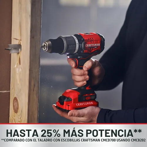Vista 7 de CRAFTSMAN V20 Kit de taladro de martillo inalámbrico, 1/2 pulgada, 2 baterías y cargador incluidos (CMCD732D2)