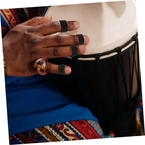 Vista 4 de Fundas de silicona para dedos para tambor de mano, cómodas cubiertas para tambor de lengua, control mejorado, reducción de ruido, rosa y negro