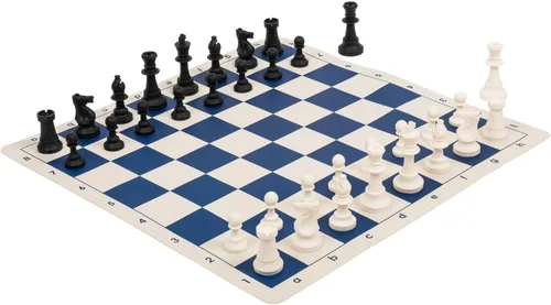 Vista 4 de Juego de ajedrez de torneo de silicona reglamentaria - solo piezas - 3.75" King - Blanco y negro