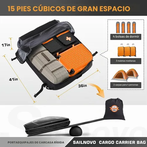 Vista 2 de Sailnovo Bolsa de techo para portaequipajes en la azotea, 15 Coches cabidos