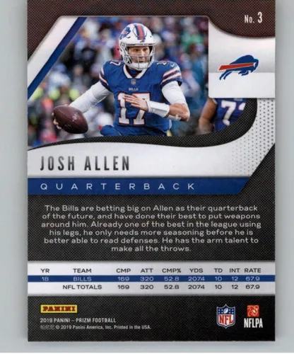 Vista 2 de 2019 Panini Prizm #3 Josh Allen Buffalo Bills NFL - Trading Card