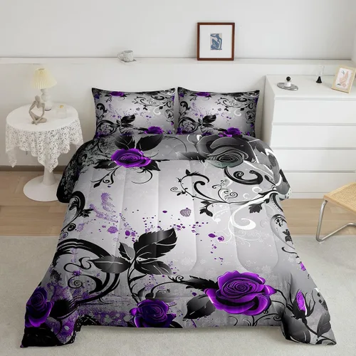 Vista 23 de Feelyou - Juego de edredón abstracto ombre, color azul y negro, juego de cama para adolescentes, para niños, mujeres y jóvenes, juego de edredón