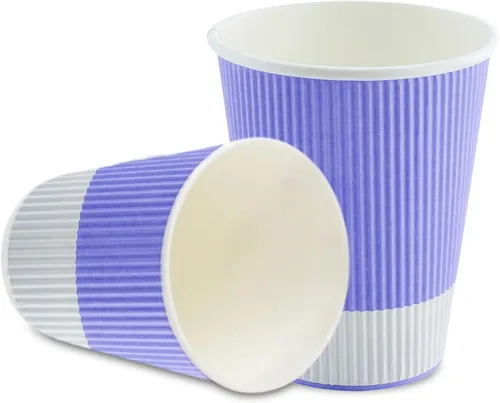 Vista 64 de 500 unidades de tazas desechables negras de 4 onzas para bebidas calientes con diseño de pared ondulada: no necesita mangas - Perfectas