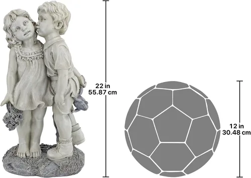 Vista 7 de Jóvenes novios: estatua de jardín de niños besando