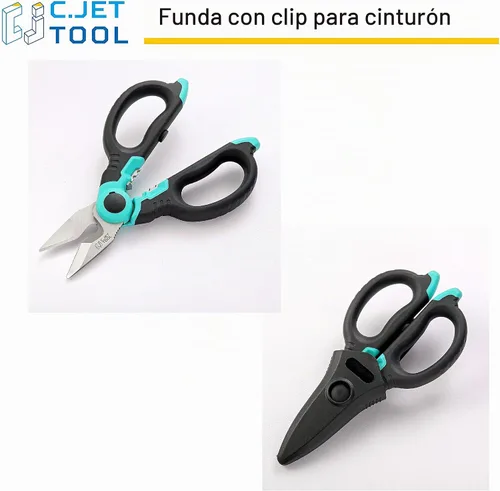 Vista 6 de C.JET TOOL Tijeras de electricista de acero inoxidable de 6 pulgadas para cable blando de cobre de aluminio (turquesa)