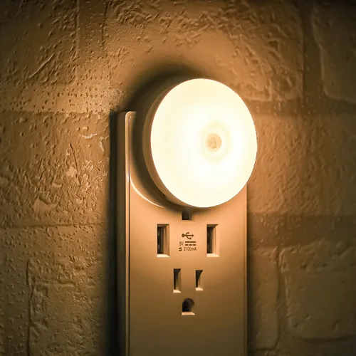 Vista 9 de Luz nocturna con sensor de movimiento, paquete de 2 luces nocturnas activadas por movimiento, encendido y apagado automático, tono cálido de 3200 K