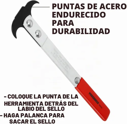 Vista 3 de Powerbuilt Extractor de sellos, herramienta resistente para extracción de sellos, fácil agarre, automoción, mecánica y aplicación de bricolaje, rojo