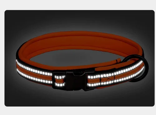 Vista 2 de Collar de nailon reflectante para perro con hebilla de seguridad, collares ajustables para mascotas, cómodo collar de perro acolchado de neopreno