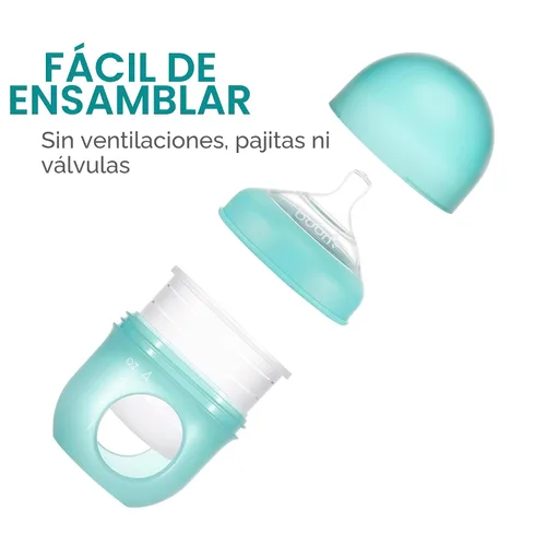 Vista 3 de Boon Nursh Bottles - Los biberones de silicona ayudan a aliviar los Azul