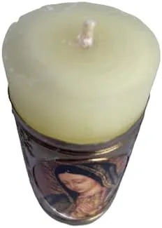 Vista 3 de 3" Mini Cirio Pascual Repujado Virgen De Guadalupe Imagen, Vela Pascual En Relieve [12 Piezas].