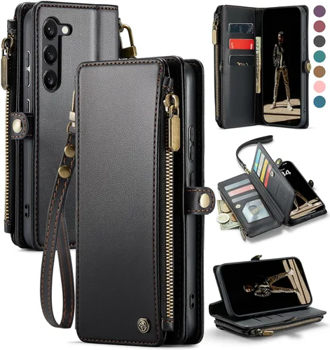 Vista 18 de Defencase Funda Cartera Magnética para Samsung Galaxy S23+/ S23 Plus Compatible con Magsafe con Bloqueo RFID, Cremallera y Portarjetas, Funda