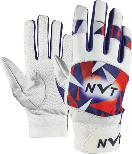 Vista 9 de NVT Baseball Batting Gloves for Men & Youth, Genuine Leather Palm Grip Azul