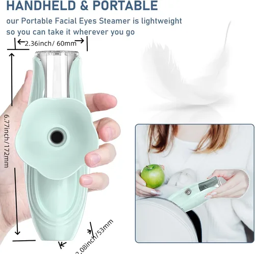 Vista 5 de Vaporizador facial y spa de ojos 2 en 1. Mini vaporizador facial profesional portátil para limpieza profunda facial, el vapor iónico de mano de Dama