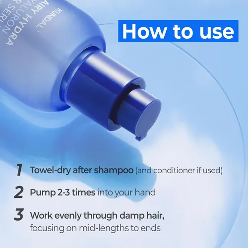 Vista 7 de KUNDAL Suero ligero de ácido hialurónico para el cabello fino y fino, Hydra Hyaluron para el control del encrespamiento, el volumen y la humedad