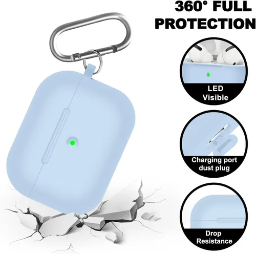 Vista 4 de Funda para AirPods Pro con kit de limpieza, funda de silicona suave para Apple AirPod Pro de 1ª/2ª generación, accesorios de funda AirPods Pro/Pro 2