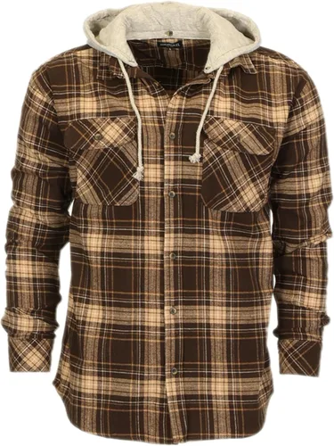 Vista 44 de Gioberti Camisa de franela a cuadros de algodón 100% para hombre con capucha extraíble y botones 100 – negro/azul real/gris.