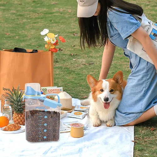 Vista 3 de Contenedor de almacenamiento de comida para perros de 3 a 5 libras, contenedor de comida para perros con boquilla hermética, contenedor