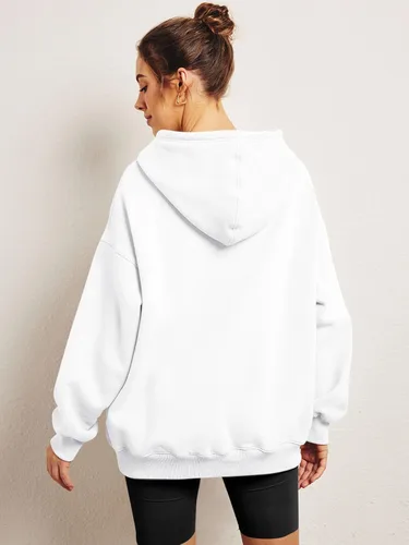 Vista 5 de Trendy Queen Sudaderas de gran tamaño con capucha de forro polar para mujer, camisas de manga larga, ropa de otoño con bolsillo