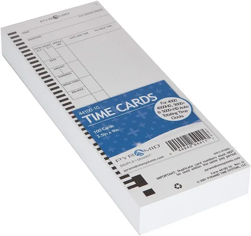 Vista 7 de Pyramid Time Systems 44100 - Tarjetas de reloj de tiempo con código de barras (100 unidades)