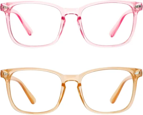 Vista 12 de LifeArt 2 pares de anteojos de bloqueo de luz azul con bisagra de resorte, anteojos para computadora, anteojos de juegos, gafas de TV para mujeres