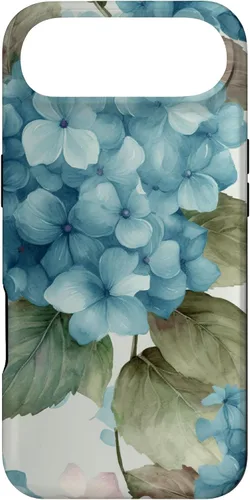 Vista 27 de Watercolor Shabby Chic Blue Hydrangeas Flower Case for iPhone 17