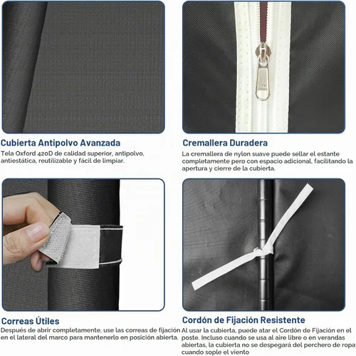 Vista 6 de ULIFHOME P8C Pro - Perchero resistente (con diseño de ancho extendido) para colgar ropa con ruedas bloqueables, 42 pulgadas de ancho x 15.8 pulgadas