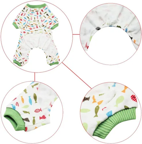 Vista 6 de Paquete de 2 ropa para mascotas y cachorros, lindos pijamas de algodón para perros, mamelucos de algodón, monos para gatos, ropa acogedora