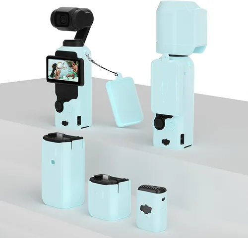 Vista 2 de Funda protectora de silicona para DJI Osmo Pocket 3 Funda de silicona Funda protectora Gimbal de mano Accesorios de cámara de acción (azul)