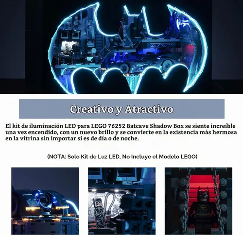 Vista 4 de BrickBling Light compatible con Lego 76252 Batcave Shadow Box Iluminación creativa compatible con Lego Shadow Box, no incluye el juego de modelos