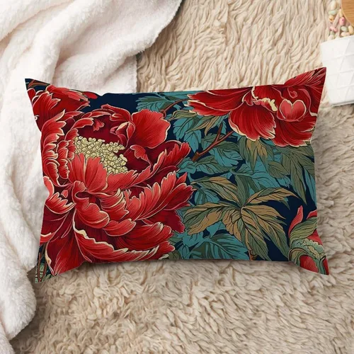 Vista 36 de ArogGeld Fundas de cojín de estilo chinoiserie, diseño de flores y pájaros, color rosa rubor, diseño de animales de pavo real, jardín asiático