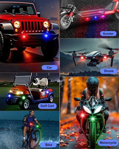 Vista 6 de Luces estroboscópicas LED inalámbricas con control remoto, luces de advertencia anticolisión recargables por USB, impermeables, luces LED